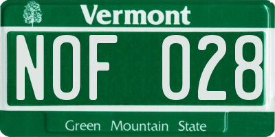 VT license plate NOF028