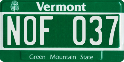 VT license plate NOF037
