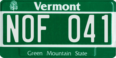 VT license plate NOF041