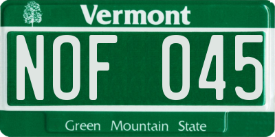 VT license plate NOF045