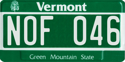 VT license plate NOF046