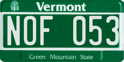 VT license plate NOF053