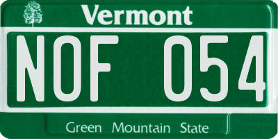 VT license plate NOF054