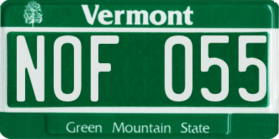 VT license plate NOF055