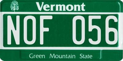 VT license plate NOF056