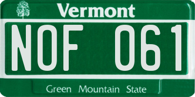 VT license plate NOF061