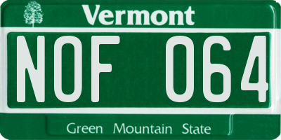 VT license plate NOF064