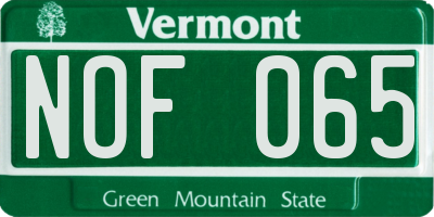 VT license plate NOF065