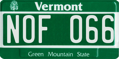 VT license plate NOF066