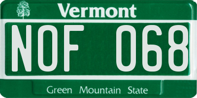VT license plate NOF068