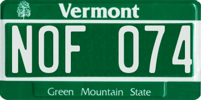 VT license plate NOF074