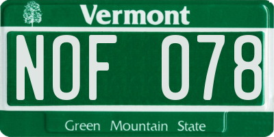 VT license plate NOF078