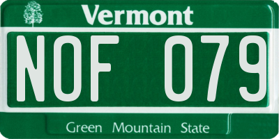 VT license plate NOF079