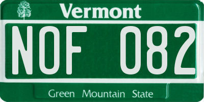 VT license plate NOF082