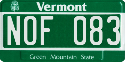 VT license plate NOF083