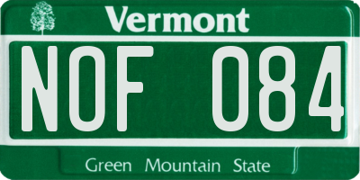 VT license plate NOF084