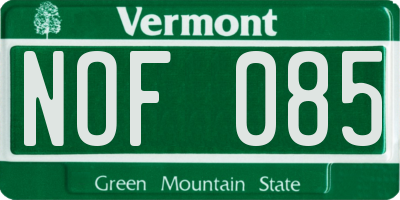VT license plate NOF085