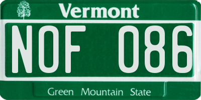 VT license plate NOF086