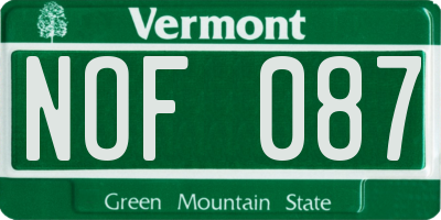 VT license plate NOF087