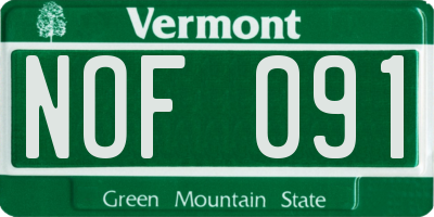 VT license plate NOF091