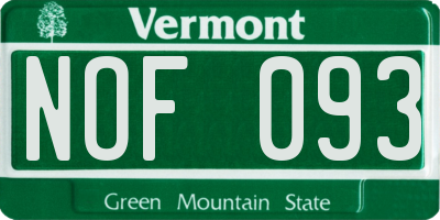 VT license plate NOF093