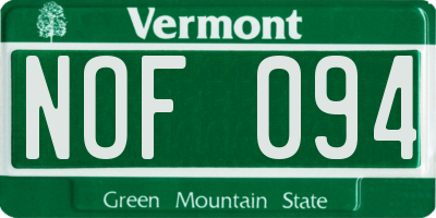 VT license plate NOF094