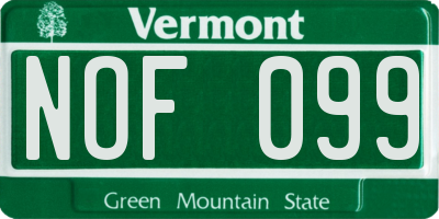 VT license plate NOF099
