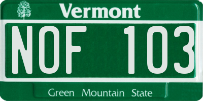 VT license plate NOF103
