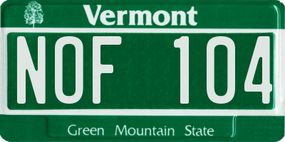 VT license plate NOF104