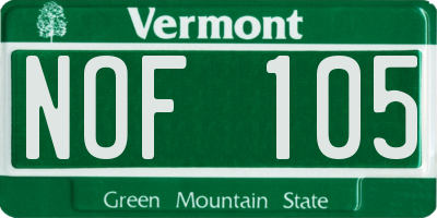 VT license plate NOF105