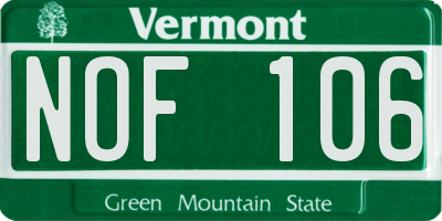VT license plate NOF106