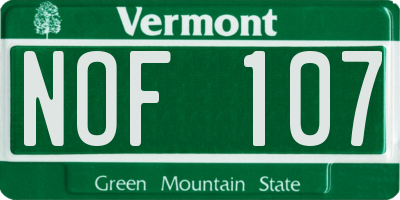 VT license plate NOF107