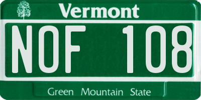 VT license plate NOF108