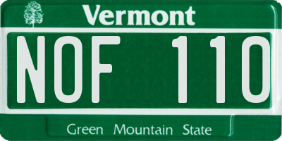 VT license plate NOF110