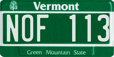 VT license plate NOF113