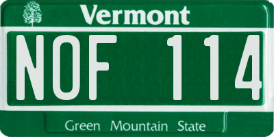VT license plate NOF114