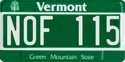 VT license plate NOF115