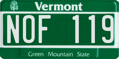 VT license plate NOF119