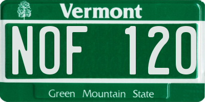 VT license plate NOF120