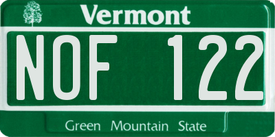 VT license plate NOF122