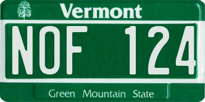 VT license plate NOF124