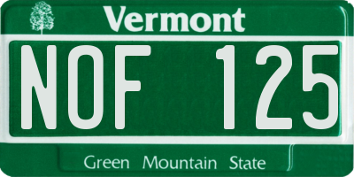 VT license plate NOF125