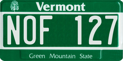 VT license plate NOF127