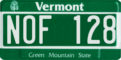VT license plate NOF128