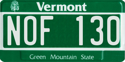 VT license plate NOF130