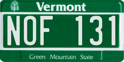 VT license plate NOF131