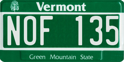 VT license plate NOF135