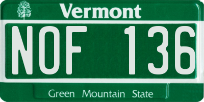VT license plate NOF136