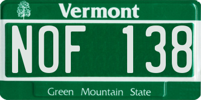 VT license plate NOF138