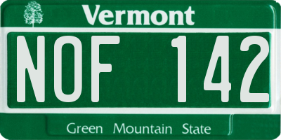 VT license plate NOF142